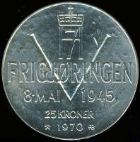 Norvégia 1970. 25K Ag "Felszabadulás 25. évfordulója" T:BU