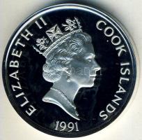 Cook-szigetek 1991. 50$ Ag "Amerika 500 éve-első transzkontinentális vasút" T:PP