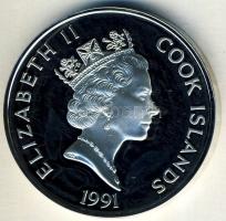 Cook-szigetek 1991. 50$ Ag "Amerika 500 éve-James Cook" T:PP