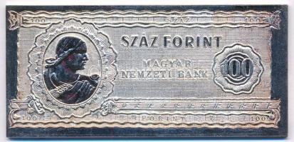 1996. 1946. 100Ft jelzett Ag bankjegy veret (47,32g/0.999/37,5x80mm) T:PP patina