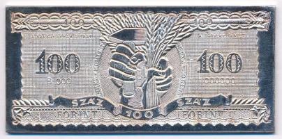 1996. "1946. 100Ft" jelzett Ag bankjegy veret (47,32g/0.999/37,5x80mm) T:PP patina