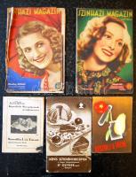 1940-es évek 3 db képes receptfüzet + 2 db Színházi magazin (egyik elvált borítóval)