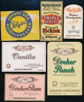 5 db régi italcímke (Dreher Punch, Polgári Export Sör, Dreher Rum, stb.)