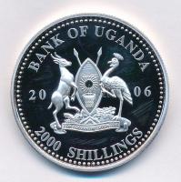 Uganda 2006. 2000Sh Ag "A labdarúgás halhatatlanjainak csarnoka - Anglia, 1970-es évek" bi...