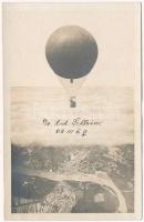 1908 Pozsony, Pressburg, Bratislava; léghajó a város felett. légi felvétel / airship above the city. aerial view, Dr. Anton Schlein photo