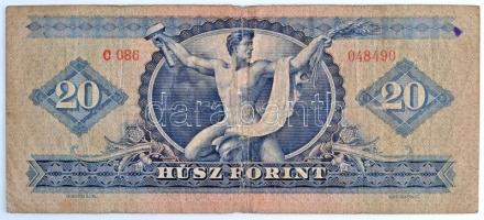 1960. 20Ft "C 086 048490" T:III- fo. / Hungary 1960. 20 Forint "C 086 048490" C:...