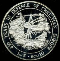 Málta 1993. 5L (10Ecu) Ag "Európa védelme" T:PP csak 35.000db!