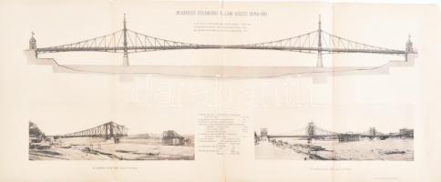 cca 1896 Emléklap a budapesti "Ferenc József" - közúti Duna-híd építéséről, kinyitható eml...