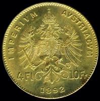 Ausztria 1892. 4Fl Au 3,226g T:1/2+