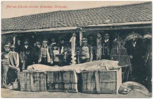 1916 Orsova, Hal és kaviár kivitel Eckstein, piac. Hutterer Géza Nr. 1. / fish and caviar market, shop