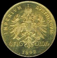 Ausztria 1892. 4Fl Au 3,226g T:1