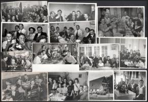 Magyar ember eszik-iszik, jól mulat(ik); cca 1950 és 1970 között készült riport felvételek különböző helyszíneken, Tiszavölgyi József (1909-?) budapesti fotóriporter hagyatékából 13 db vintage fotó, többsége jelzett, 6x9 cm és 9x14 cm között
