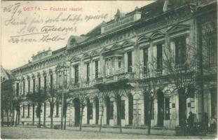 1916 Detta, Ghedu, Deta; Fő utca, Heldenwanger és Uhrmann üzlete, Ballon József kiadása / main street, shops (EK)