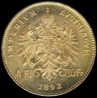 Ausztria 1892. 4Fl Au 3,226g T:1