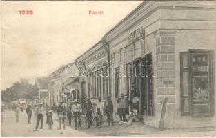 1906 Tövis, Teius; Piac tér, Izráel Adolf zsidó üzlete. Judaika / square, Jewish shop. Judaica