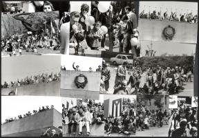 1976 május 1. Budapesten felvonulás, a dísztribünön - többek között - Kádár János integet a népnek, 33 db vintage fotó, 9x12 cm és 9x13 cm