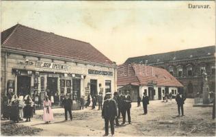 1911 Daruvar, utca, Josip Epstein, Moritz és Deutsch, Julijo Lausch i Drug üzlete. Josip Epstein kiadása / street, shops