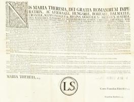 1763 Mária Terézia házasságtörés büntetésével kapcsolatos rendeletének hirdetménye. Hajtva 55x40 cm / 1763 Order of Maria Theresia regarding infidelity. Folded 55x40 cm