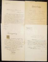 1902-1921 4 db vasúttal kapcsolatos okmány, egyiken Hegyeshalmy Lajos kereskedelemügyi miniszter aláírásával