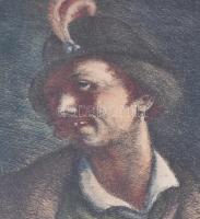 Rudnay Gyula (1878-1957): Bolond Istók. Színezett rézkarc, papír, jelzett, üvegezett keretben, 23×15...