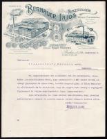 1912 Bp., Bernauer Lajos Repceolajgyár fejléces levélpapírjára írt levél, rajta a gyár látképével