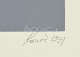 Konok Tamás (1930-2020): Kompozíció, 1991. Szitanyomat, papír, jelzett. Művészpéldány E.A. jelzéssel...