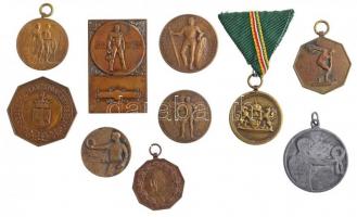 10db-os vegyes sportérem- és plakett tétel, közte Berán Lajos (1882-1943) ~1920. "Mens sana in corpore sano (Ép testben ép lélek)" Br plakett (33x53mm) T:vegyes