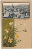 Kolozsvár, Cluj; Schuster Emil kiadása, szecessziós virágos litho / Art Nouveau, floral, litho (Rb)