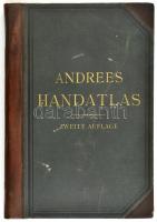 Andrees Allgemeiner Handatlas in 120 Kartenseiten und zwei Ergänzungskarten. Bielefeld und Leipzig, 1887, Velhagen&Klasing. Második kiadás. Aranyozott, gerincű, restaurált félbőr kötésben. Jó állapotban.