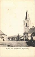 Riomfalva, Reichersdorf, Richis; tér, erődtemplom / square, castle church