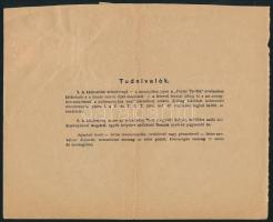 1912 Értesítő kézbesítésről postai nyomtatványon Turul 5f + 20f bérmentesítéssel / Postal printed ma...