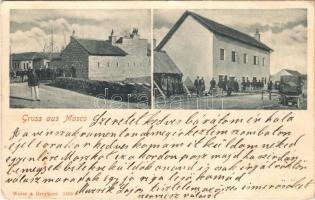 1903 Mosko, Mosco; Street with K.u.K. soldiers and military barracks. Weiss & Dreykurs 1490. (EK)