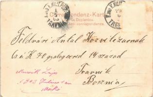 1903 Mosko, Mosco; Street with K.u.K. soldiers and military barracks. Weiss & Dreykurs 1490. (EK...