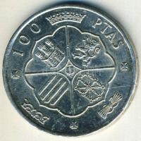 Spanyolország 1966(1968). 100P Ag "Caudillo" T:2/2- kis ph