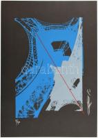 Hervé, Rodolf (1957-2000): Eiffel-torony. Szitanyomat, papír, jelzett, számozott: 9/40. 31x21,5 cm. / Hervé, Rodolf (1957-2000): Eiffel-tower. Screenprint on paper, signed, numbered: 9/40, 31x21,5 cm.