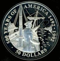 Cook-szigetek 1992. 50$ Ag "Vitus Bering" T:PP