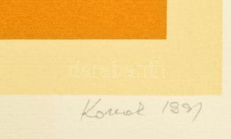 Konok Tamás (1930-2020): Konstruktivista kompozíció, 1991. Szitanyomat, papír, jelzett. Művészpéldán...
