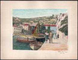 1939 Lissa sziget, kézzel színezett vintage fotó, 17x23 cm, karton 24x32 cm