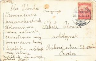 1918 Szilágysomlyó, Simleu Silvaniei; vasútállomás a fenyvessel / railway station with pine woods (E...