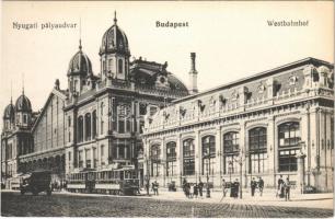 Budapest VI. Nyugati pályaudvar, villamosok, automobil