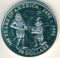 Cook-szigetek 1992. 50$ Ag "Pedro de Alvarado" T:PP