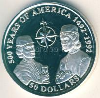 Cook-szigetek 1993. 50$ Ag "Pinzon fivérek" T:PP