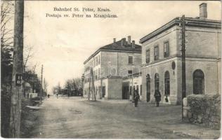 1911 Pivka, St. Petra na Krasu, San Pietro del Carso, St. Peter in Krain; Bahnhof / Postaja / railway station (fa)