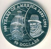 Cook-szigetek 1993. 50$ Ag "John Hawkins" T:PP