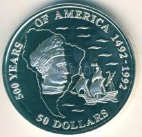 Cook-szigetek 1993. 50$ Ag "Amerigo Vespucci" T:PP