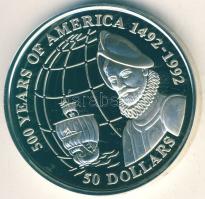 Cook-szigetek 1993. 50$ Ag "Francisco de Orellana" T:PP