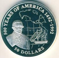 Cook-szigetek 1993. 50$ Ag "George Vancouver" T:PP