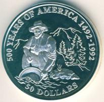 Cook-szigetek 1993. 50$ Ag "Aranyláz" T:PP