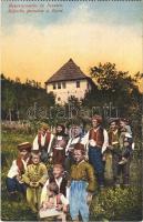 Bauernfamilie in Bosnien / Seljacka porodica u Bosni / Bosnian folklore, peasant family (képeslapfüzetből / from postcard booklet)