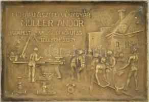 cca 1910 Müller Andor fémárú és szerelvénygyár réz tábla. / Copper sign 14x10 cm